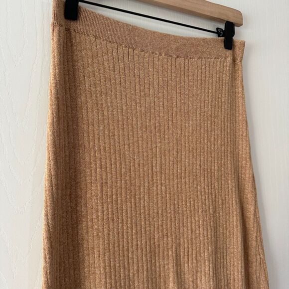 Free People Womens Skyline Ribbed Midi Skirt Tan Cocoa Heather Size Large - Picture 3 of 6